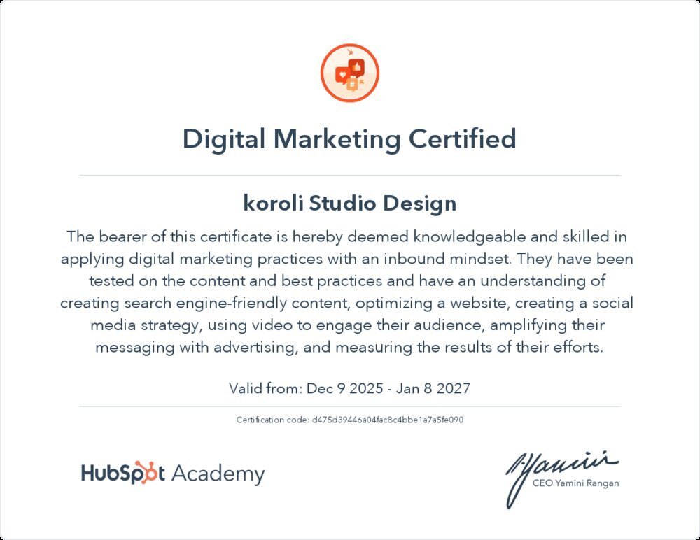Certifikatë: Digital Marketing Certified — HubSpot Academy
