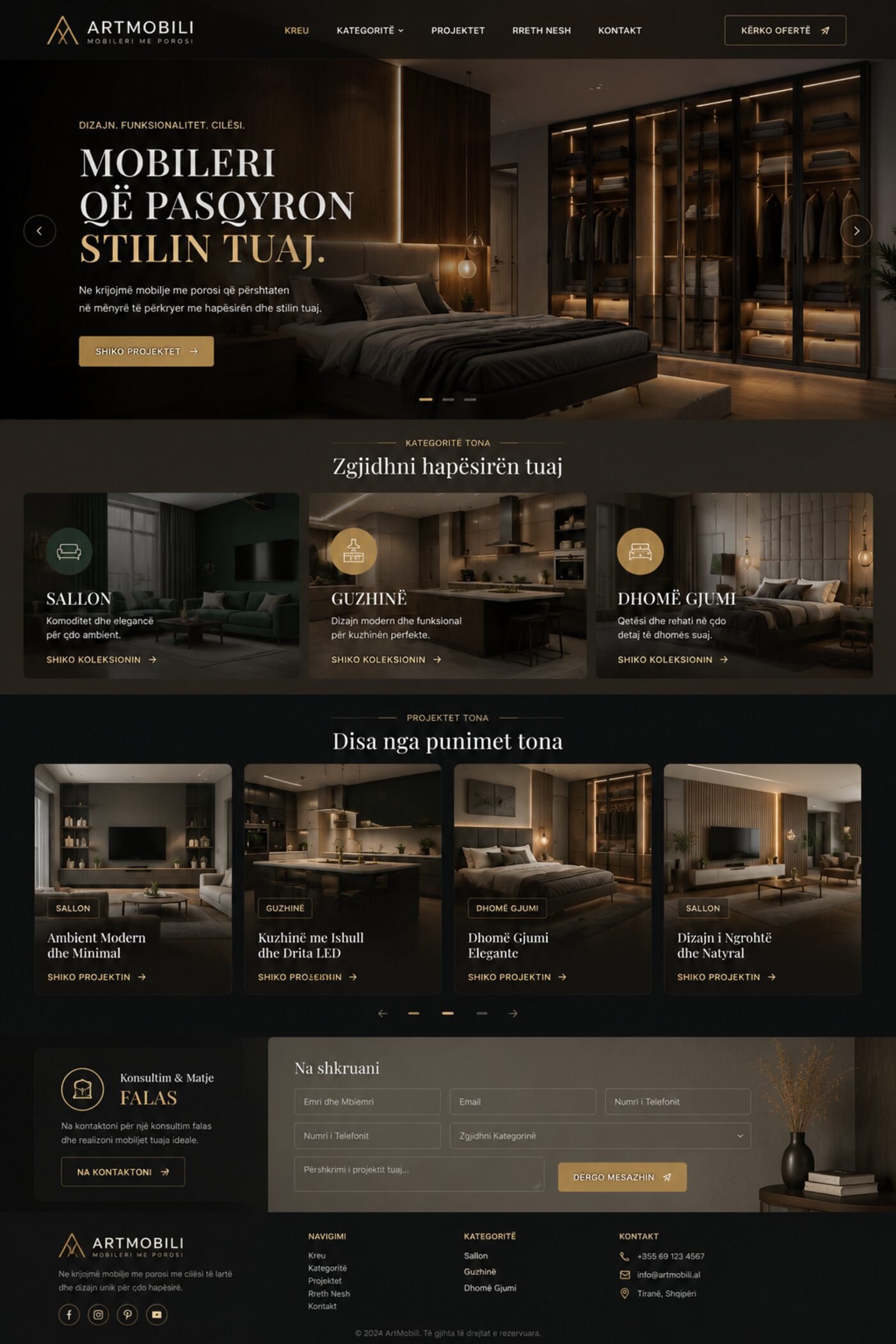 Website i realizuar: ArtMobili — Dark Edition — Mobileri me Porosi