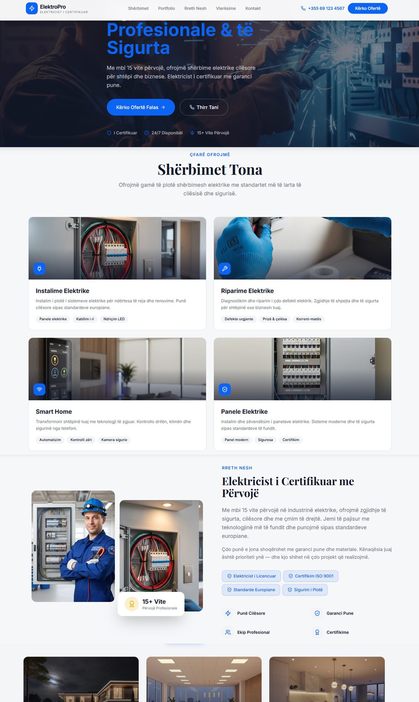 Website i realizuar: ElektroPro — Shërbime / Elektricist