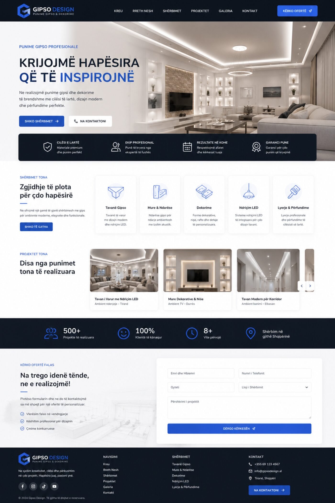 Website i realizuar: Gipso Design — Punime Gipsi / Dekorime