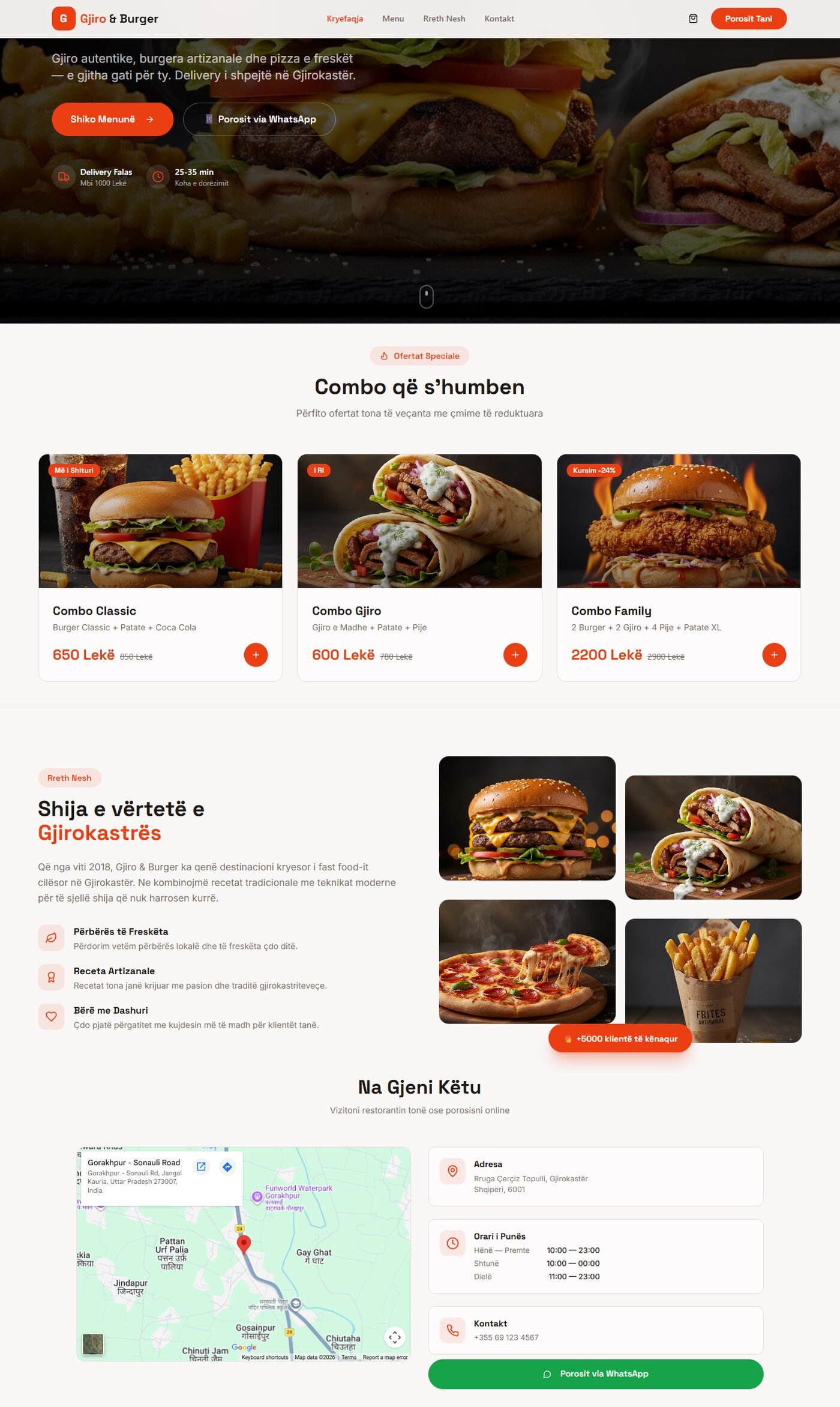 Website i realizuar: Gjiro & Burger — Restorant / Fast Food