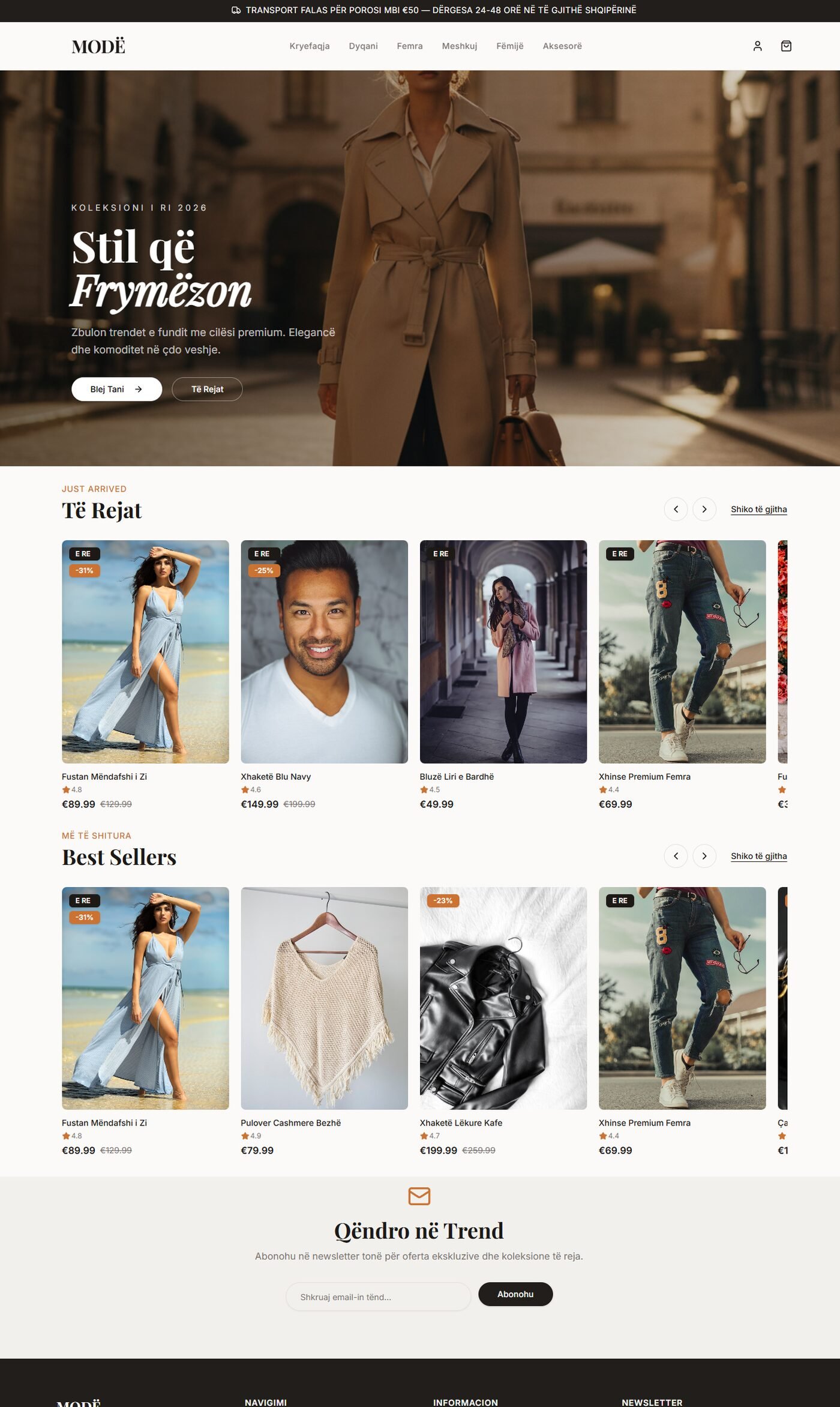Website i realizuar: MODË — Ecommerce / Fashion