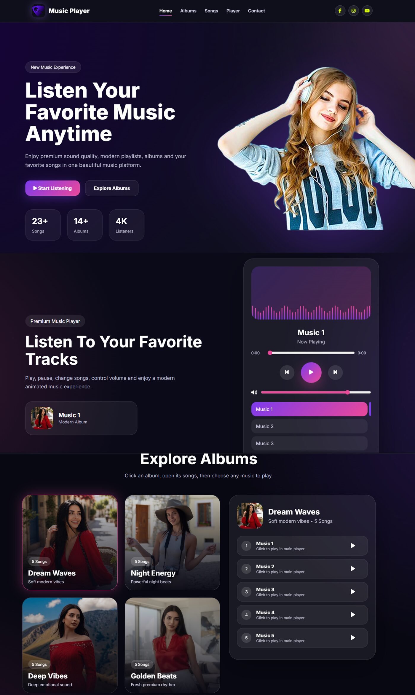 Website i realizuar: Music Player — Aplikacion Web