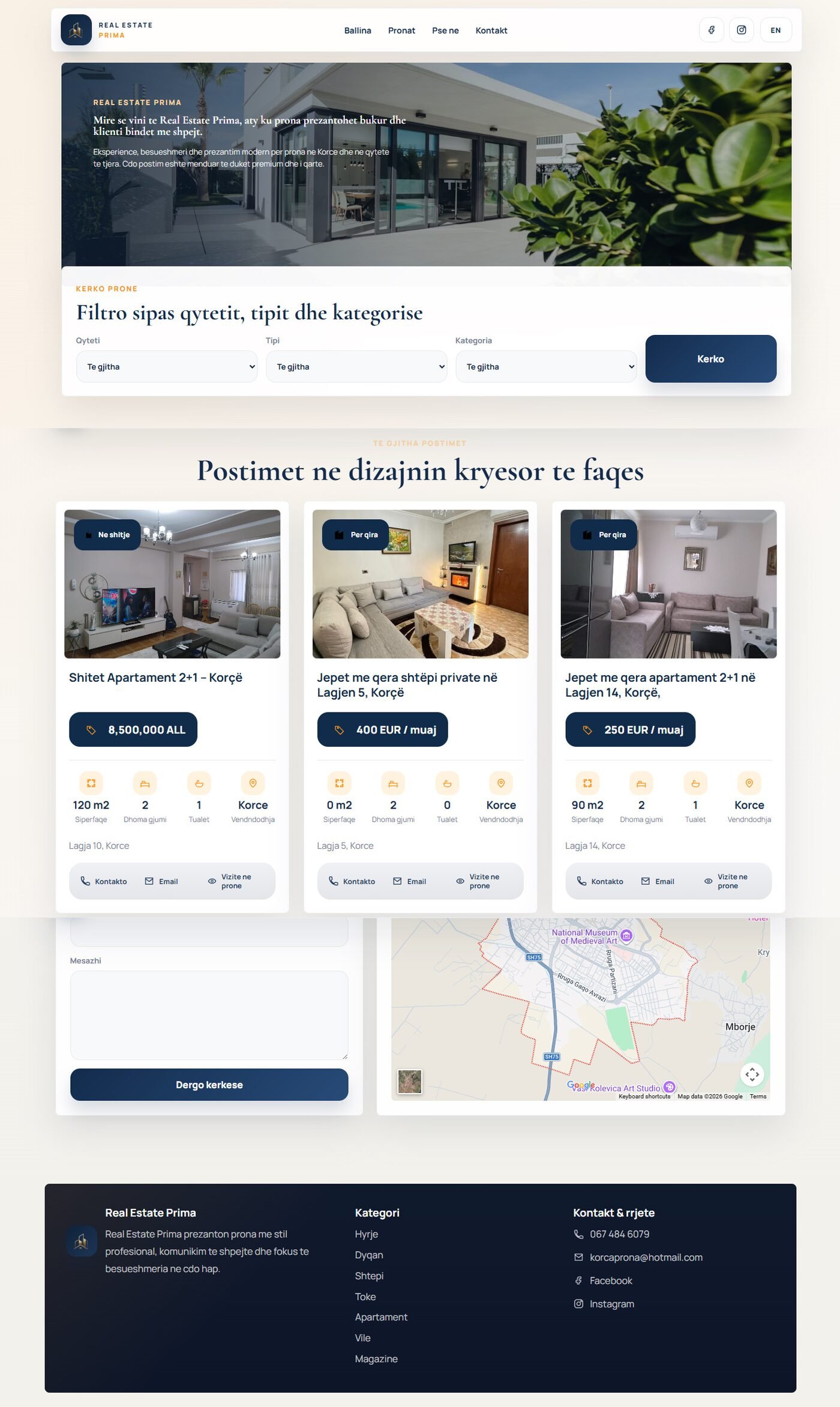 Zyra e Koroli Studio Design — website në ekran