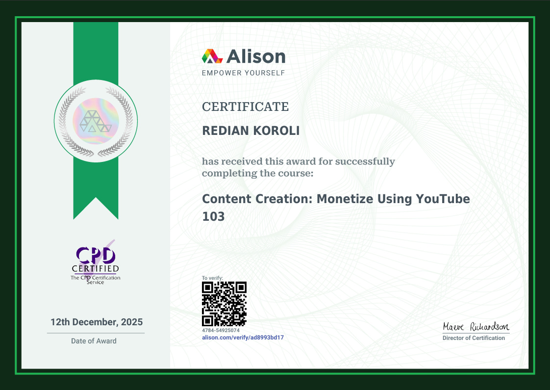 YouTube Certificate